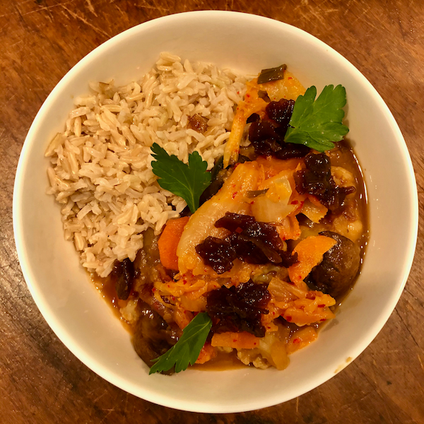 Vegan Lentil Stew with Balsamic Caramelized Onions